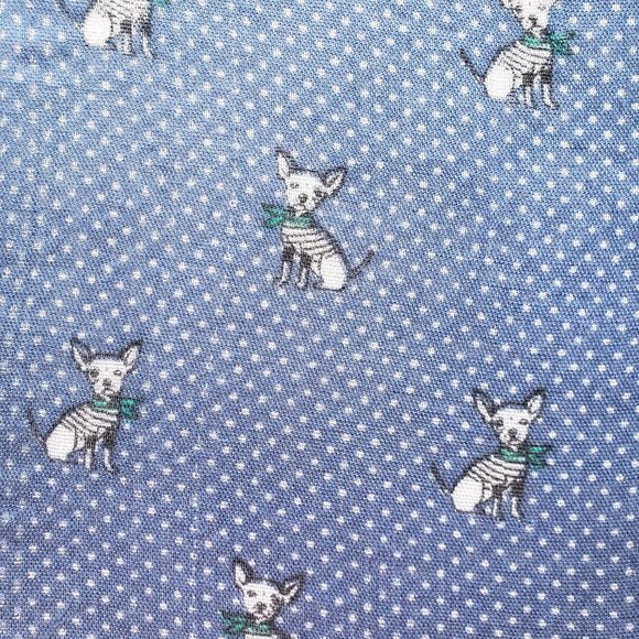 Blue infinity scarf with Chihuahua dogs and polka dots - Picture 1 of 3